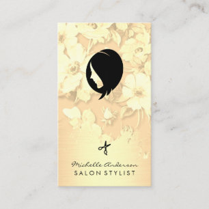 Gold Brushed Elegant Gold Floral Hair Salon Business Card