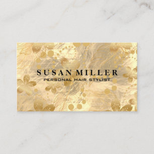 Gold Brushed Gold Flower Leaves Business Card