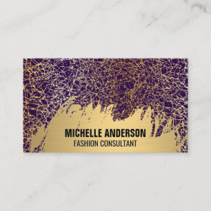 Gold Brushed Gold Purple Texture Business Card