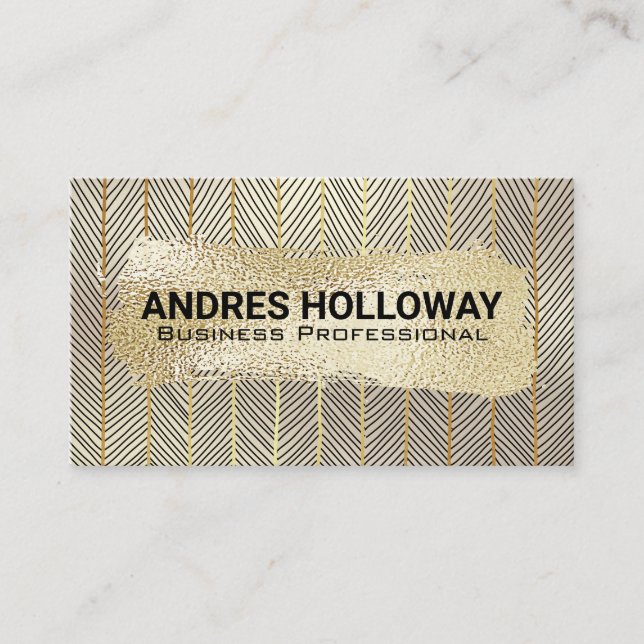 Gold Brushed | Gold Stripe Pattern Business Card (Front)