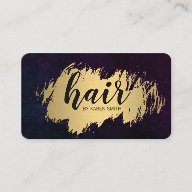 Gold Brushed Hair Logo Business Card (Front)