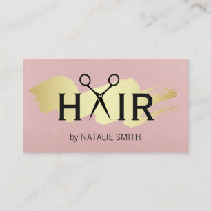 Gold Brushed Hair Logo Pink Texture Business Card