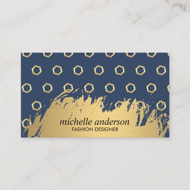 Gold Brushed | Hexagon Pattern Designer Business Card (Front)