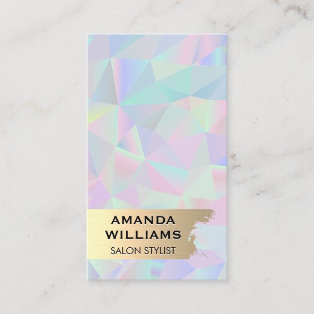 Gold Brushed | Iridescent Metallic Geometric Business Card (Front)