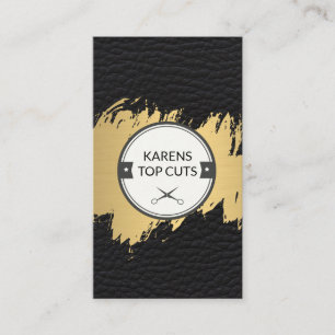 Gold Brushed Leather Salon Business Card