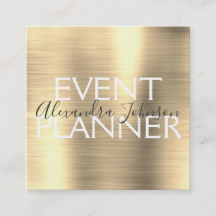Gold Brushed Metal Event Planner Square Business Card