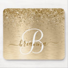 Gold Brushed Metal Glitter Monogram Name