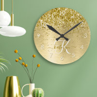Gold Brushed Metal Glitter Monogram Name