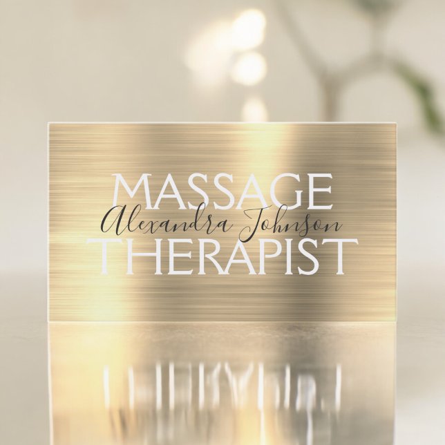 Gold Brushed Metal Massage Therapist Business Card (Creator Uploaded)