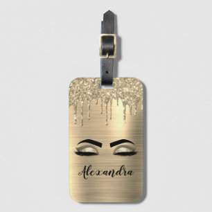 Gold Brushed Metal Monogram Name and Initial Luggage Tag