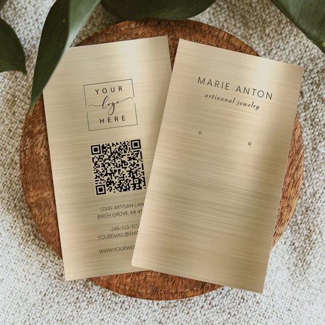 Gold Brushed Metal QR Code Earring Display Card (Creator Uploaded)