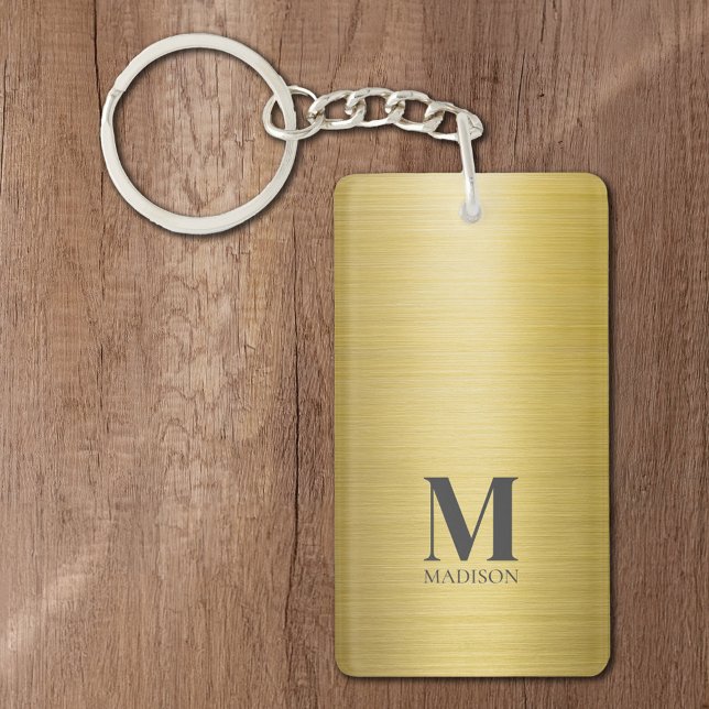 Gold Brushed Metallic Monogrammed Key Ring (Creator Uploaded)