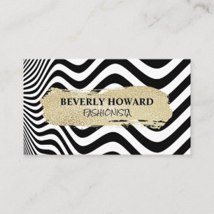 Gold Brushed   Modern Stripes Wave Art Business Card