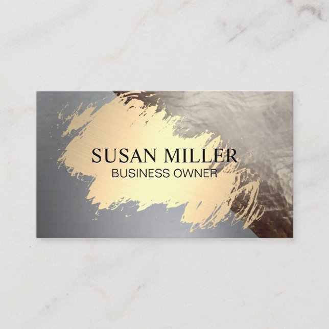 Gold Brushed Modern Stylish Business Card (Front)