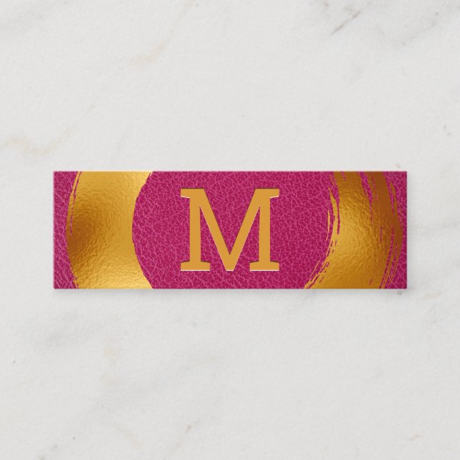 Gold Brushed | Pink Leather Mini Business Card (Front)