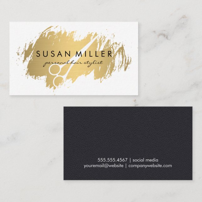 Gold Brushed | Scissors Business Card (Front/Back)