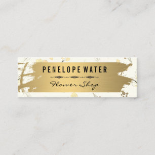Gold Brushed Seamless Flower Pattern Mini Business Card