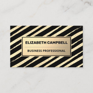 Gold Brushed Striped Gold Metal Business Card