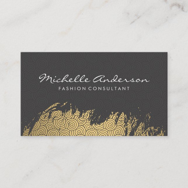 Gold Brushed Swirl Pattern Business Card (Front)