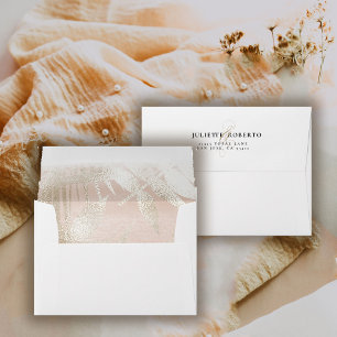 Gold Brushed Tropical Palm Leaf Wedding  Envelope