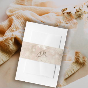 Gold Brushed Tropical Palm Leaf Wedding Invitation Belly Band