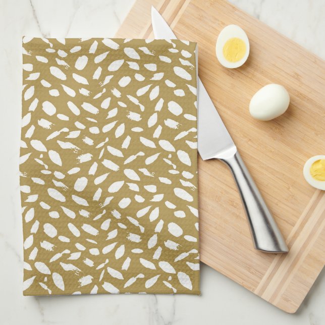 Gold Brushstroke Pattern Tea Towel (Quarter Fold)