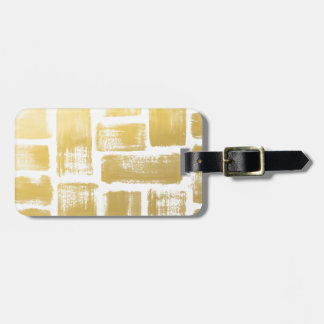 Gold Brushstroke Watercolor Stripes Luggage Tag