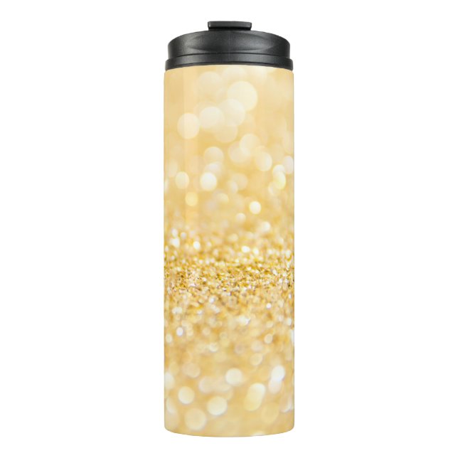 Gold Bubbles And Sand Thermal Tumbler (Front)