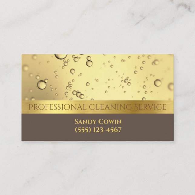 Gold Bubbles Professional Cleaning Services Business Card (Front)