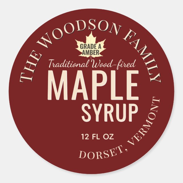 Gold Bucket Wood-fired Maple Syrup Label (Front)
