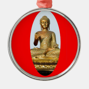 Gold Buddha & Sacred Red by SHARLES Metal Tree Decoration