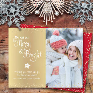 Gold Budget Photo Days Be Merry Bright Script Card