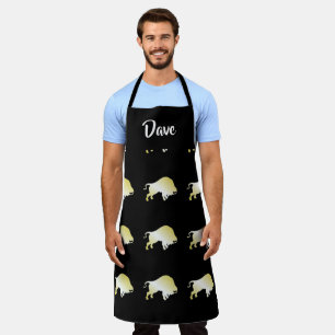 Gold buffalo on black apron