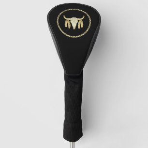 Gold Buffalo Skull Golf Head Cover