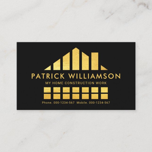 Gold Building Construction Foundation Business Card (Front)