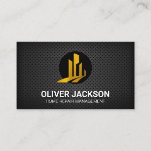 Gold Building Logo Perforated Mesh Business Card