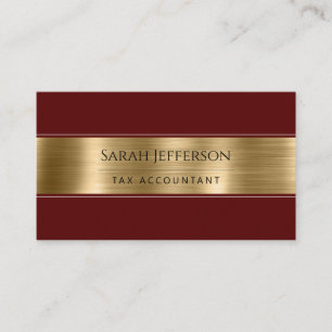 Gold Burgandy Professional Metallic Elegant QR Business Card