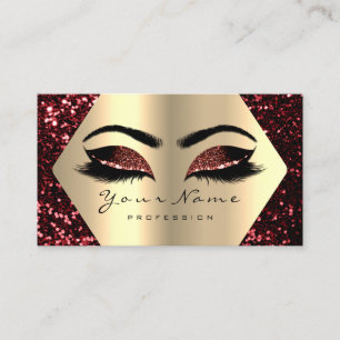Gold Burgund Glitter Makeup Artist Lashes Browns Business Card
