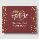 Gold Burgundy 70th Birthday Party Glitter Confetti Guest Book<br><div class="desc">Elegant 70th Birthday Party Gold Glitter Confetti Burgundy template.</div>
