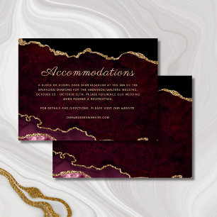 Gold Burgundy Agate Wedding Accommodations Enclosure Card