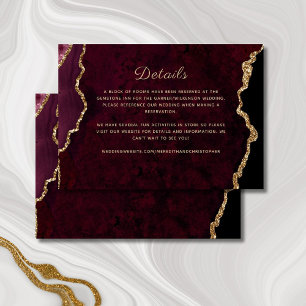 Gold Burgundy Agate Wedding Details Enclosure Card