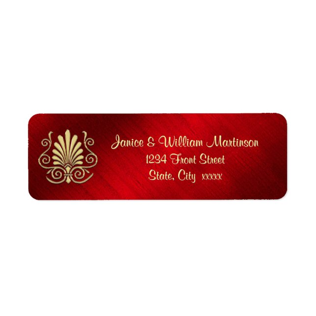 Gold Burgundy Art Deco Party Return Address (Front)