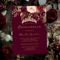 Gold Burgundy Blooming Quinceanera
