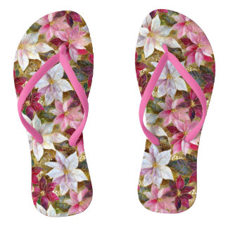 Gold Burgundy Bronze Pink Red White Poinsettia Jandals