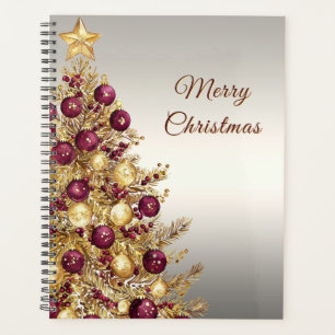 Gold Burgundy Christmas Tree Holiday Planner