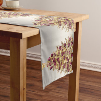 Gold Burgundy Christmas Tree Table Runner