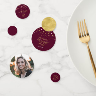 Gold & Burgundy Confetti Modern Retirement Party
