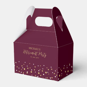 Gold & Burgundy Confetti Modern Retirement Party Favour Box