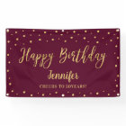 Gold & Burgundy Happy Birthday Party Banner