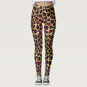 Gold Burgundy Leopard Leggings